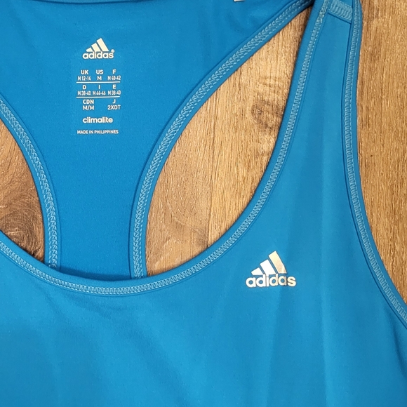 Adidas Three Stripe Climalite Racerback Tank Size Medium Blue - Picture 4 of 5